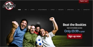 Skjermdump av Footballacca sin hjemmeside.